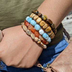 Stone Crystal Healing Bracelet Set